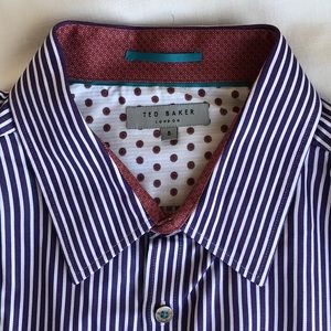 Ted Baker Purple White Stripe Dress Shirt 16
